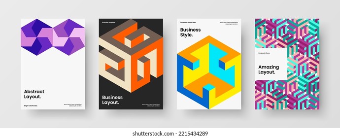 Clean geometric pattern poster illustration bundle. Abstract corporate identity vector design layout collection.