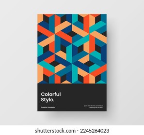 Clean geometric shapes annual report layout. Vivid poster design vector template.