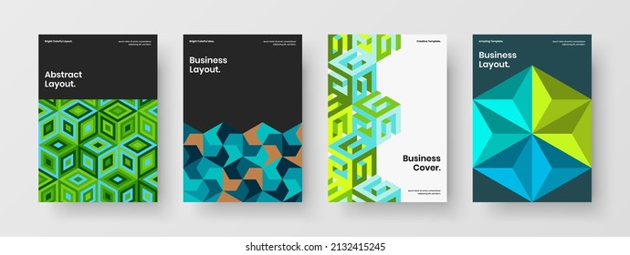 Clean geometric shapes banner layout set. Amazing placard A4 vector design illustration collection.
