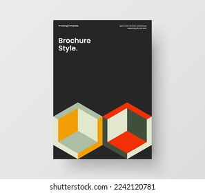 Clean geometric shapes catalog cover template. Minimalistic placard design vector illustration.