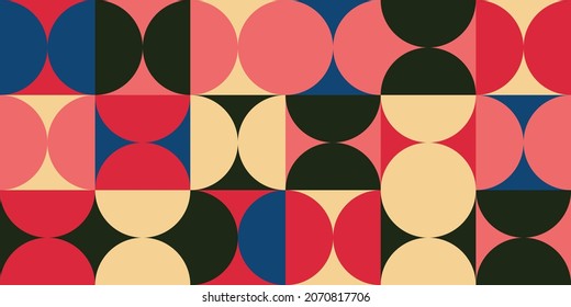 Clean Geometric Shapes Composition Seamless Pattern Design With Fun And Colorful Color Palette Vector Eps 10 