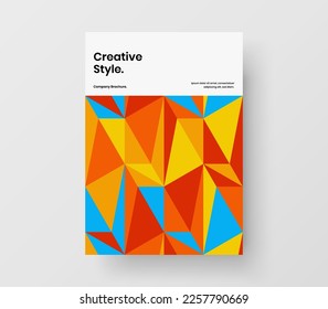 Clean geometric shapes cover concept. Vivid corporate identity A4 vector design layout.