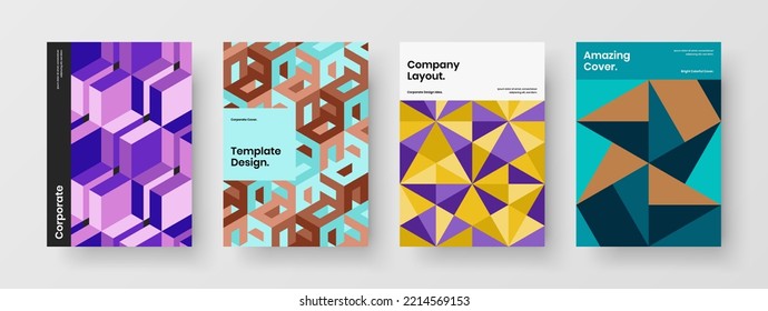 Clean geometric tiles cover template collection. Abstract postcard vector design illustration composition.