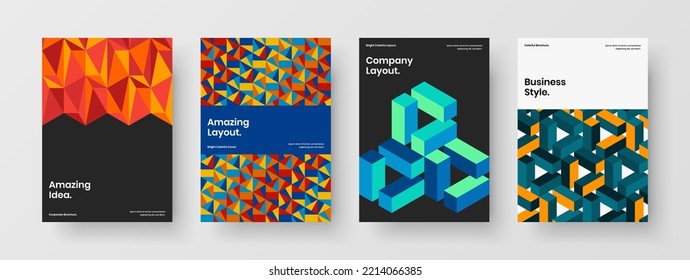 Limpiar el paquete de diseño de página principal de mosaicos geométricos. Cobertura simple de la colección de concepto de vector de diseño A4.
