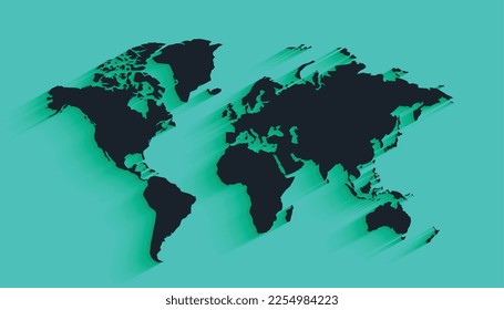clean global map silhouette on flat background 