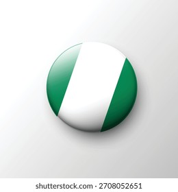 Un ícono circular limpio y brillante con la bandera de Nigeria con su diseño verde-blanco-verde Vertical renderizado en un estilo 3D suave.