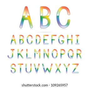 A clean and glossy rainbow font. Eps 10 Vector.