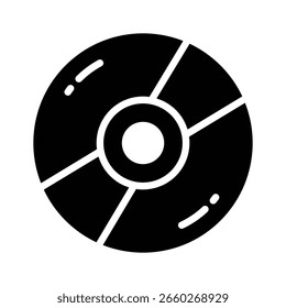 Um ícone de glifo limpo mostrando o cd do CD