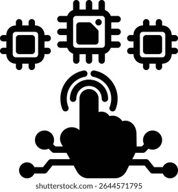 Clean glyph showing AI model selection interface. Ideal for generative tools with multiple model options or experiment settings.
