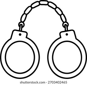 Uma representação gráfica limpa de algemas, representando controle, segurança e restrição legal.