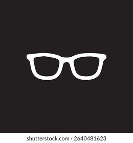 A clean graphic of eye glasses in white outline against a black background ideal for visual acuity design projects or optical themes