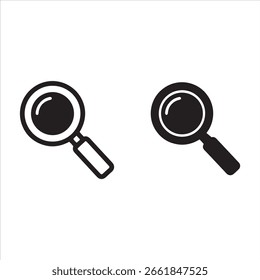 A clean graphic featuring two magnifying glass icons in black and white.