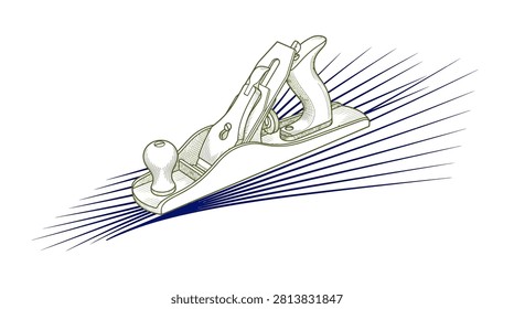 Clean graphic of a manual carpenter plane for workshop guides and tool catalogs.