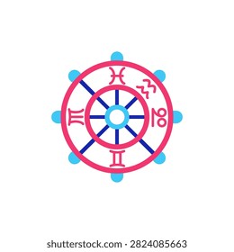 A clean graphic representation of astrological signs within a circular wheel conveying cosmic destiny for horoscopes and spiritual guidance.