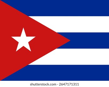 A clean, graphic representation of the Cuban flag, featuring its iconic red triangle, white stars, and blue and white stripes. This design is ideal for national pride, travel, or cultural themes.