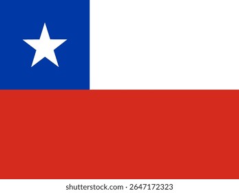 A clean, graphic representation of the national flag of Chile, featuring a prominent white star on a blue canton, alongside a red stripe and a white stripe. 
