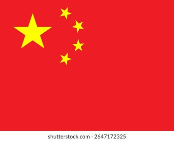 A clean, graphic representation of the national flag of China, featuring a red field with five golden stars. This design is ideal for patriotic themes, cultural displays, 