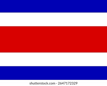 A clean, graphic representation of the national flag of Costa Rica, featuring bold horizontal stripes of blue, white, and red, with the national coat of arms centered on the red stripe. 
