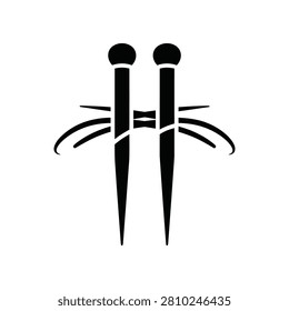 Clean graphic representation of tailor's pins horizontally aligned symbolizing creativity and craft. Ideal for fashion or DIY projects.