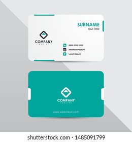 Clean green  business card template. Modern flat design name card concept.