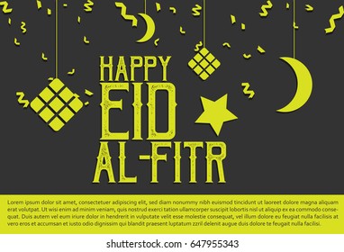 Clean Green Eid-Al-Fitr Greeting Background Illustration Template Vector