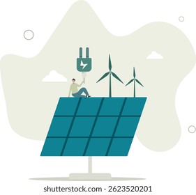 Clean green energy sources. character life .