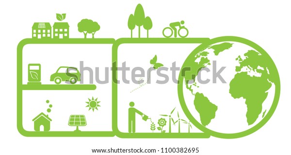 Clean, green\
environment and eco\
symbols