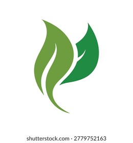 Clean green leaf vector logo