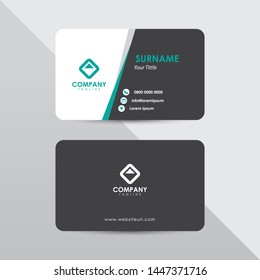 Clean green tosca business card template. Modern flat design name card concept.