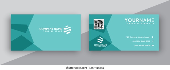 Clean green tosca business card template. Modern flat design name card concept.