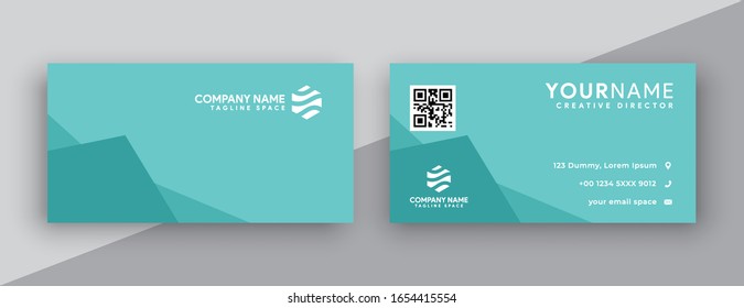 Clean green tosca business card template. Modern flat design name card concept.