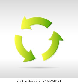 Clean green vector ecology recycling arrows icon