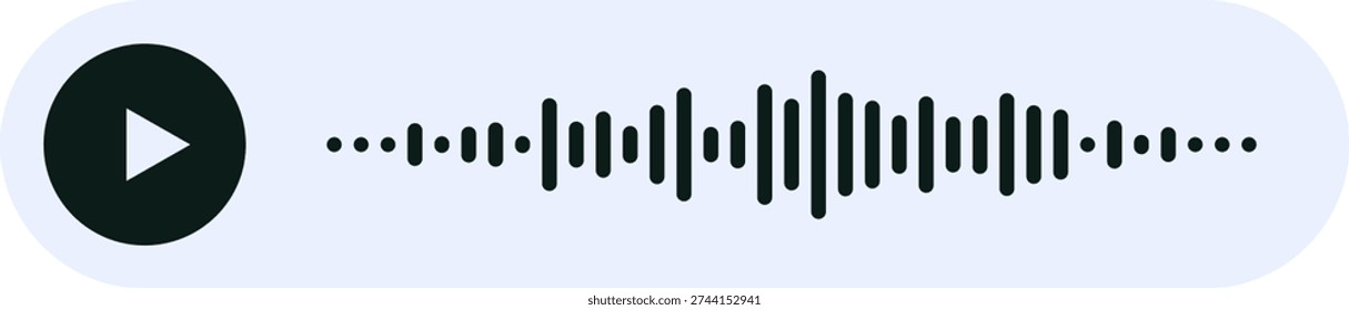Clean Grey Audio Message Icon with Sound Waveform for User Interface Design