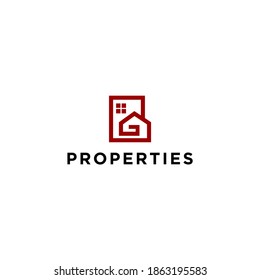 Ilustración del Vector de diseño del logotipo del hogar de las propiedades del Gutter