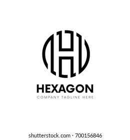 Clean H letter circle logo sign vector design.
