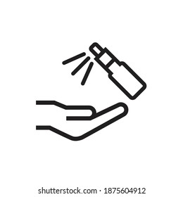 Clean hand with antiseptic alcohol spray icon design isolated on white background