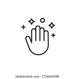 clean hand icon outline vector illustration, isolated on white background