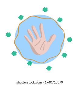Limpiar la mano está protegida del coronavirus. Los virus conceptuales no pueden atravesar el caparazón protector alrededor de la mano.