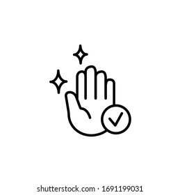 Clean hand , hand washing, hand and check mark simple line icon vector illustration.Editable stroke. 48x48 Pixel Perfect.