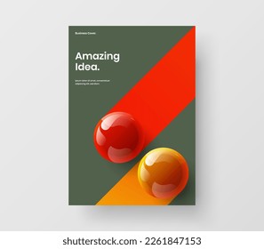 Clean handbill A4 design vector template. Amazing 3D spheres banner illustration.