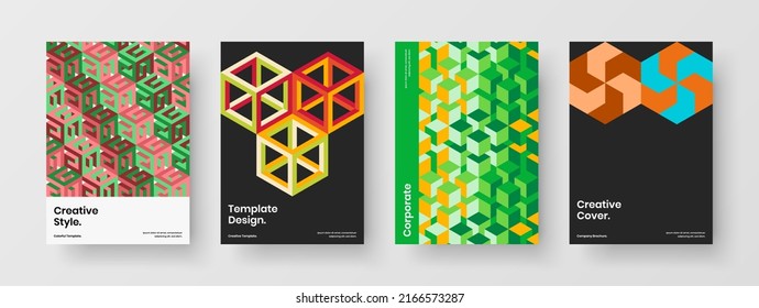 Clean handbill A4 vector design illustration composition. Isolated geometric shapes front page concept set.