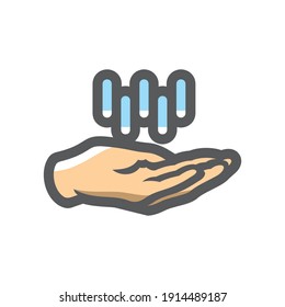 Icono del vector de desinfección manual de limpieza Ilustración de dibujos animados.
