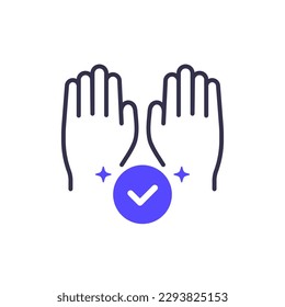 clean hands, hygiene icon on white