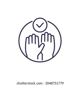 clean hands, hygiene line icon