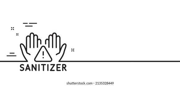 Putzen Sie das Zeilensymbol. hygienisches Reinigungszeichen. Händesymbol waschen. Minimaler Hintergrund der Illustration. Putzen Sie das Zeilensymbanner mit dem Symbol. White Web Template Konzept. Vektorgrafik