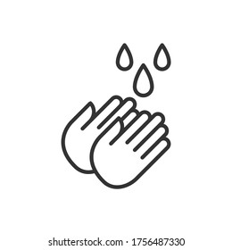 Clean hands. Outline icon. Vector illustration.