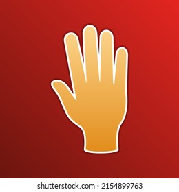 Señal de manos limpias. Icono de gradiente dorado con contornos sobre fondo recto. Ilustración.