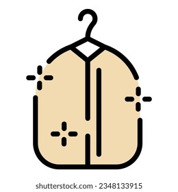 Clean hanger jacket icon outline vector. Table cloth. House ironing color flat
