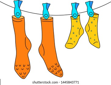 clean hanging sock wash  background isolated clothing design illustration vector