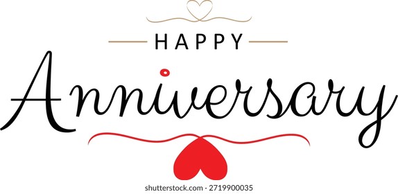 Diseño de feliz aniversario limpio con un elemento de corazón romántico simple. Ideal para tarjetas de felicitación, aniversarios de bodas, hitos de la relación, mensajes de amor y carteles de celebración.